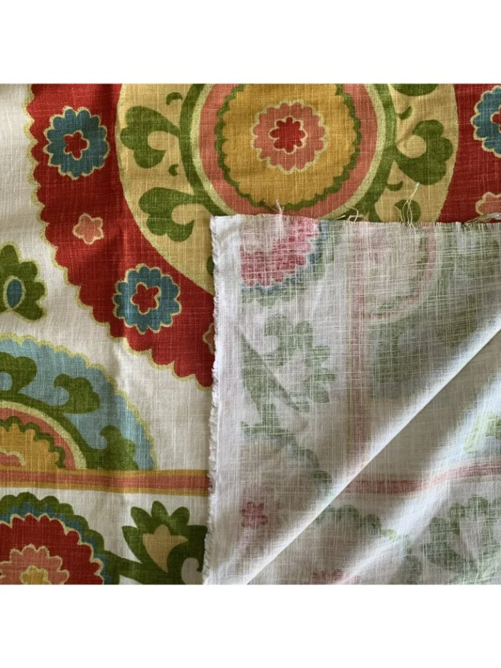 Richloom Floral Geometric Linen Blend Drapery Fabric 1 3/4 Yard 53” Width